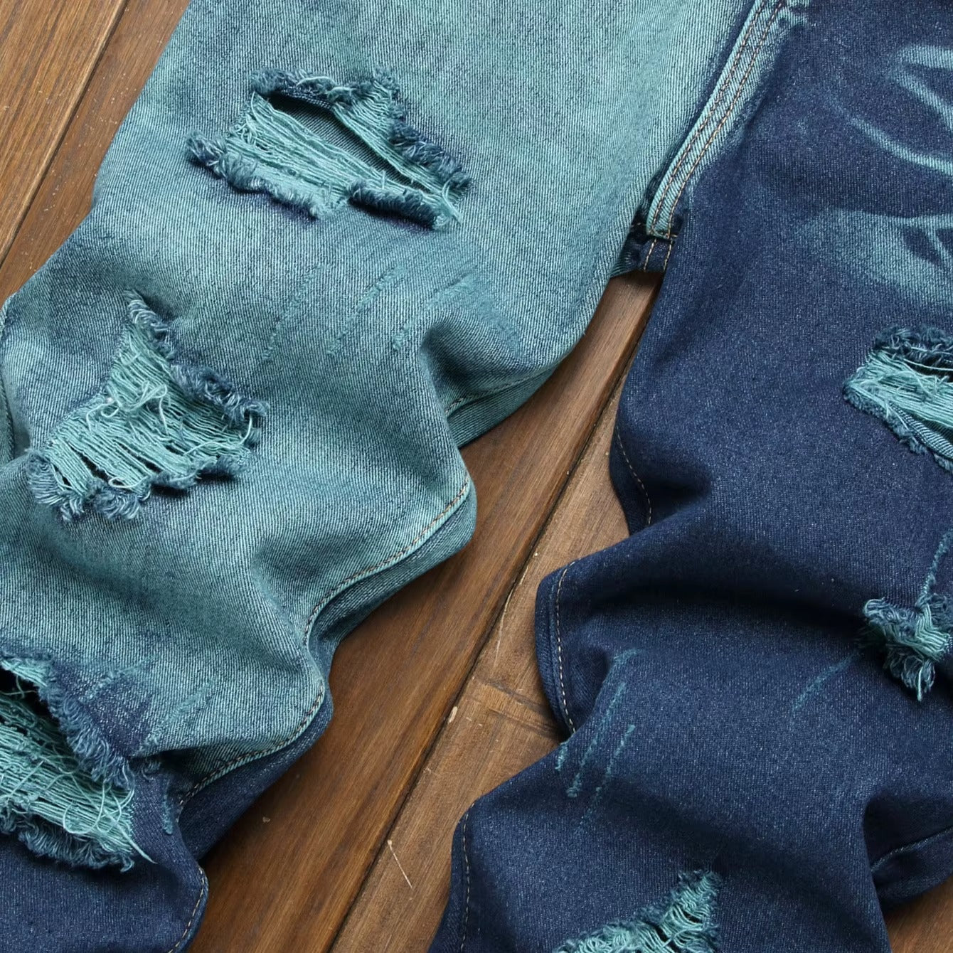 Men's Straight Ripped Jeans
